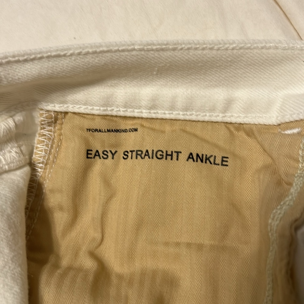 NEW 7 For All Mankind Easy Straight Ankle white crop jeans with embroidery - Picture 13 of 13